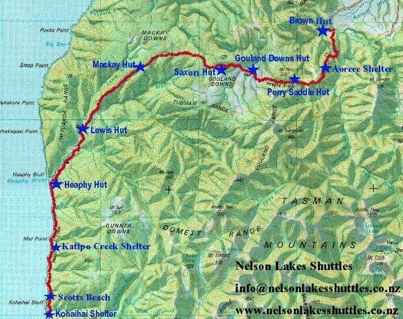 Map of The Heaphy Track